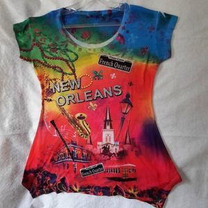 Maxi & Co Colourful New Orleans Mardi Gras French Quarter T Shirt Size Medium
